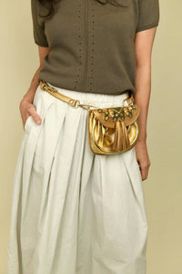 Meher Kakalia Women's Mini Accordion Bag in gold - women's bag - detail view