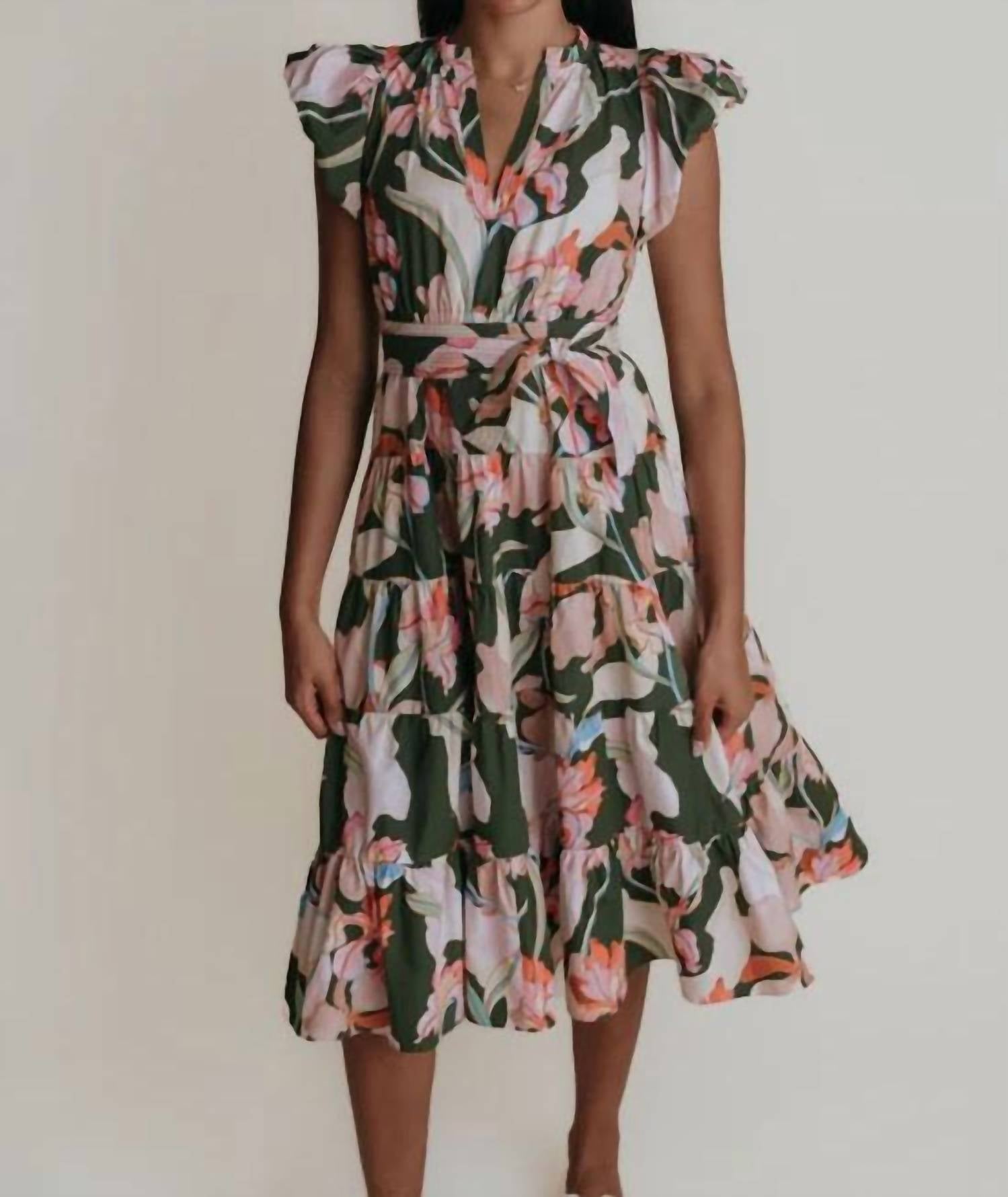 LAROQUE Daphne Midi Dress in saint kitt s floral print - women's dress