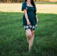 SHE + SKY Ash Puff Sleeve Mini Dress in green - women's dress - alternate view