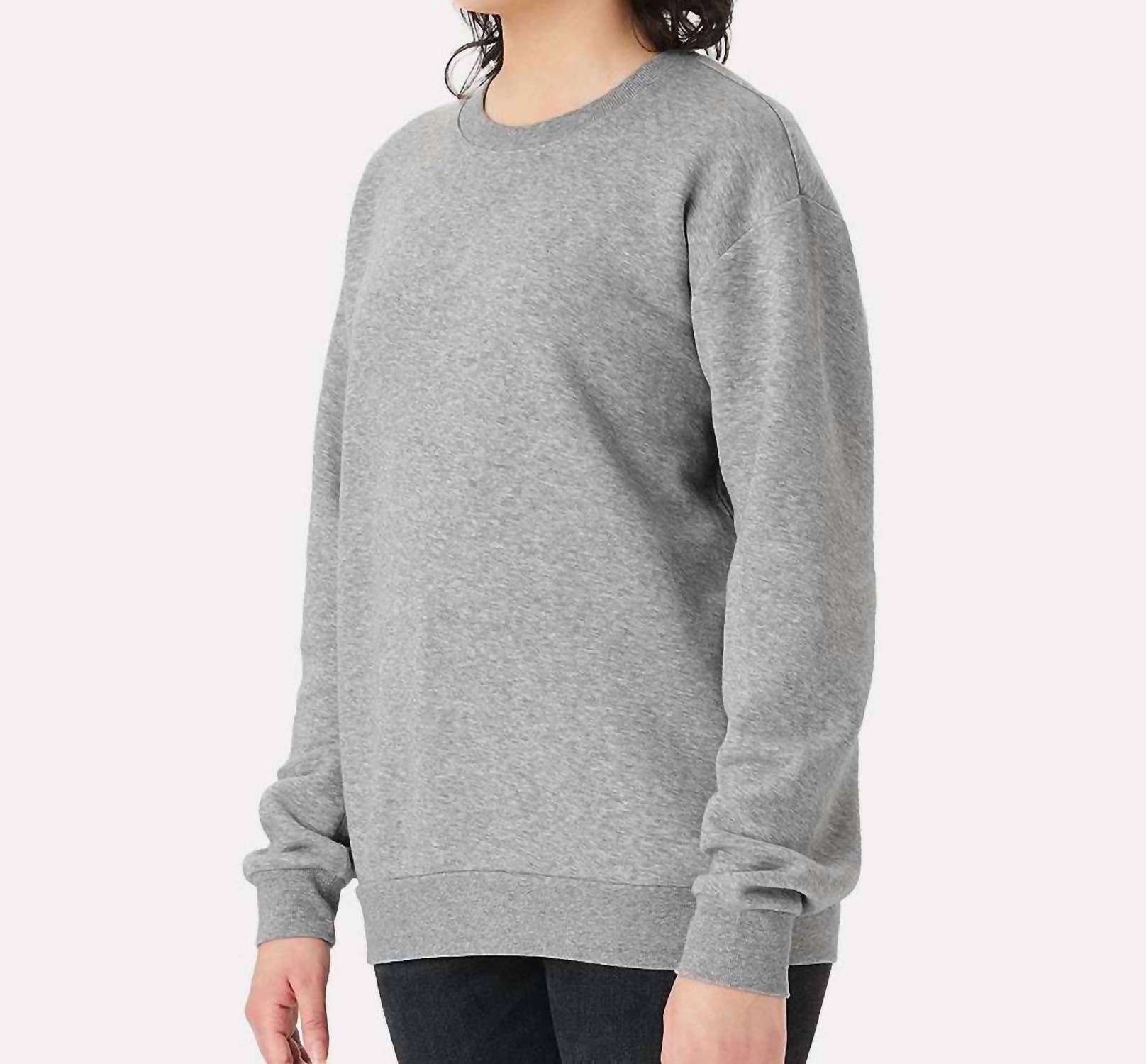 ALTERNATIVE Cozy Fleece Crewneck Sweatshirt Top in heather grey - women's sweater - detail view