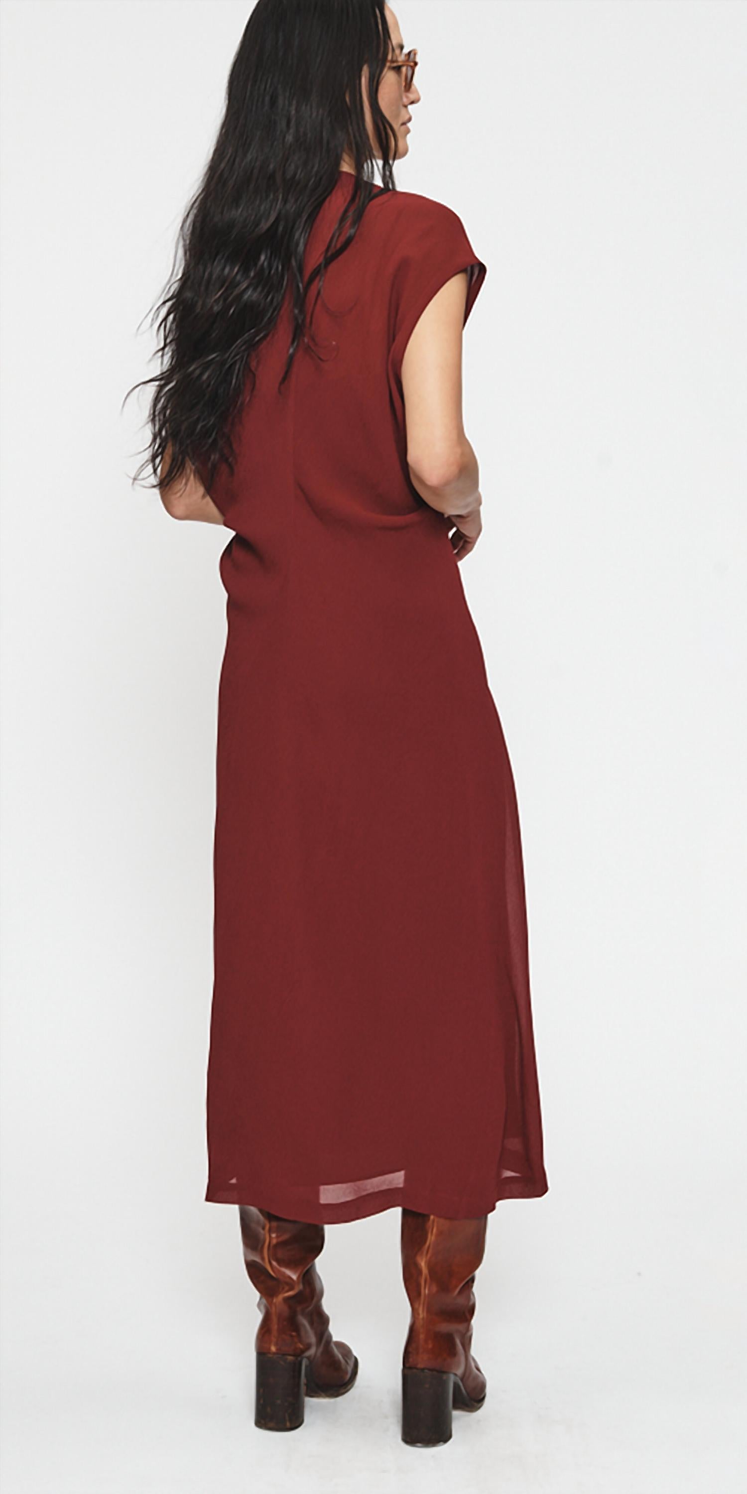 6397 S-curve Dress in bordeaux - women's dress - alternate view
