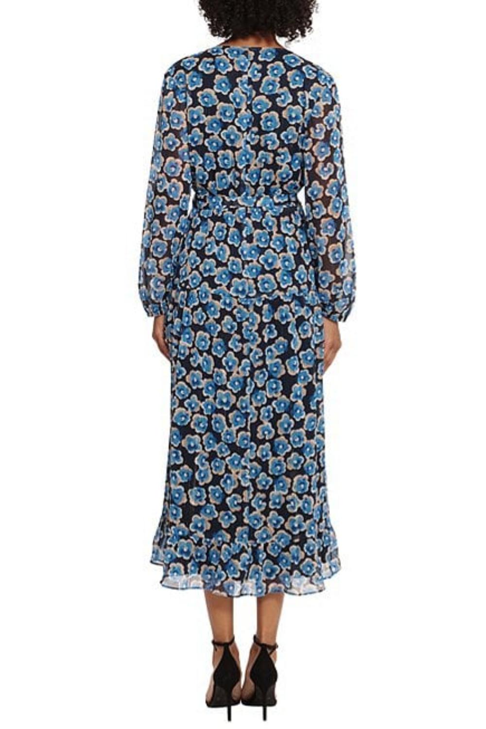 Maggy London - Long Sleeve Faux Wrap Midi Dress