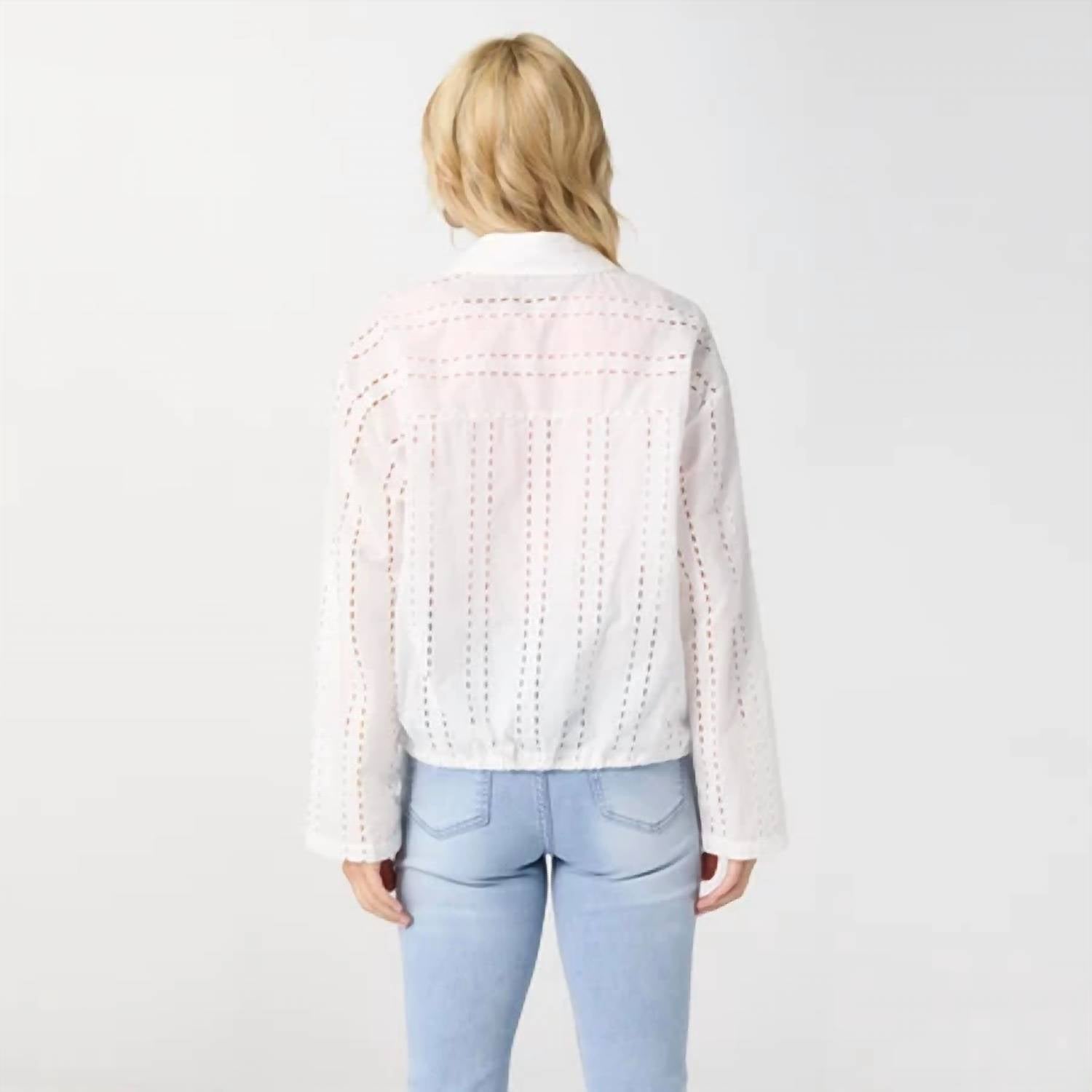 Coco + Carmen - Rachel Eyelet Tab Sleeve Drawstring Jacket