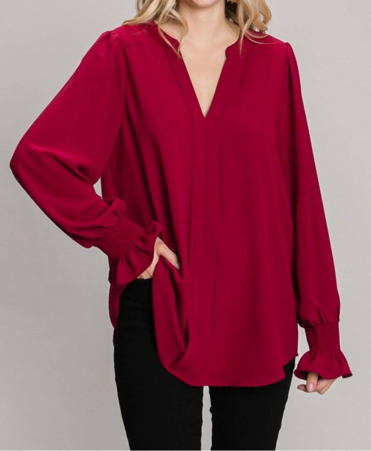 Jodifl Retail Therapy Top in burgundy - women's blouse