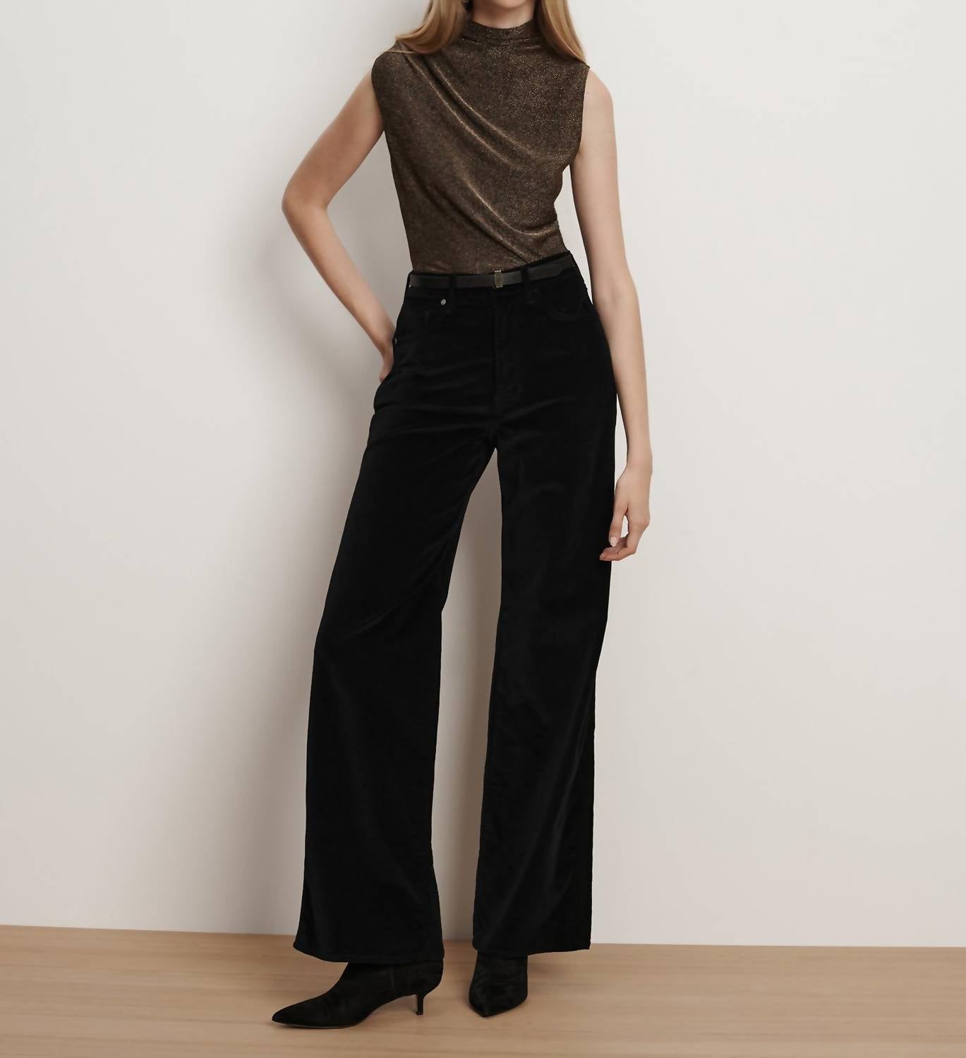 Veronica Beard - Taylor High Rise Wide Leg Velvet Pants