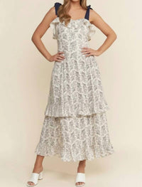 J.Nna - Ruffle Detailed Ribbon Strap Midi Dress