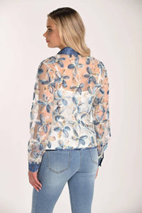 Frank Lyman - 3d Flower Sequin Woven Button Up Top