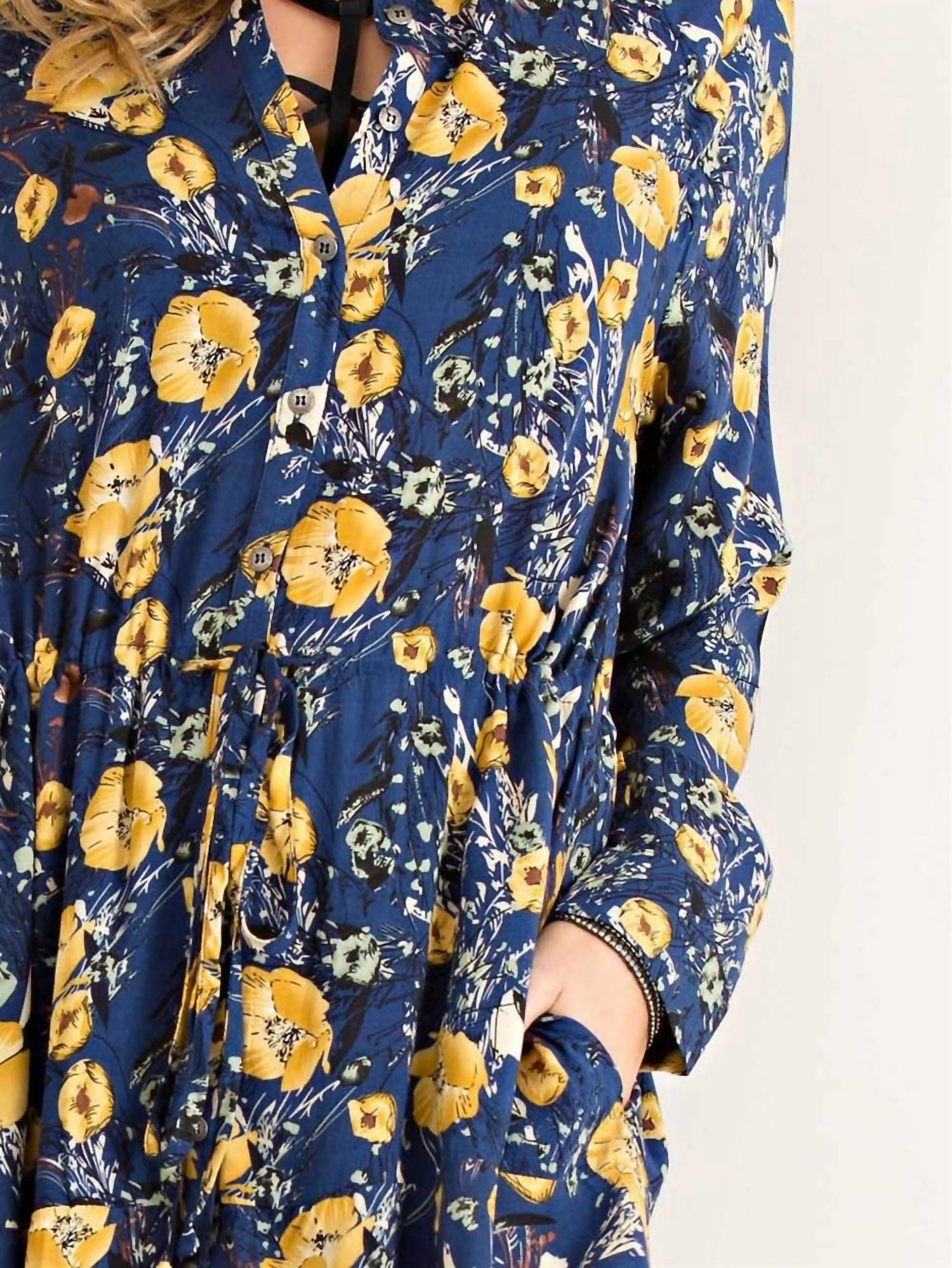 Entro - Floral Print Button Down Mini Dress