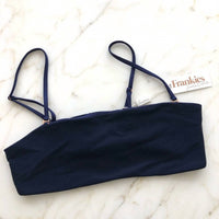 Frankies Bikinis Women's Scarlett Ribbed Top in navy - women's swimwear