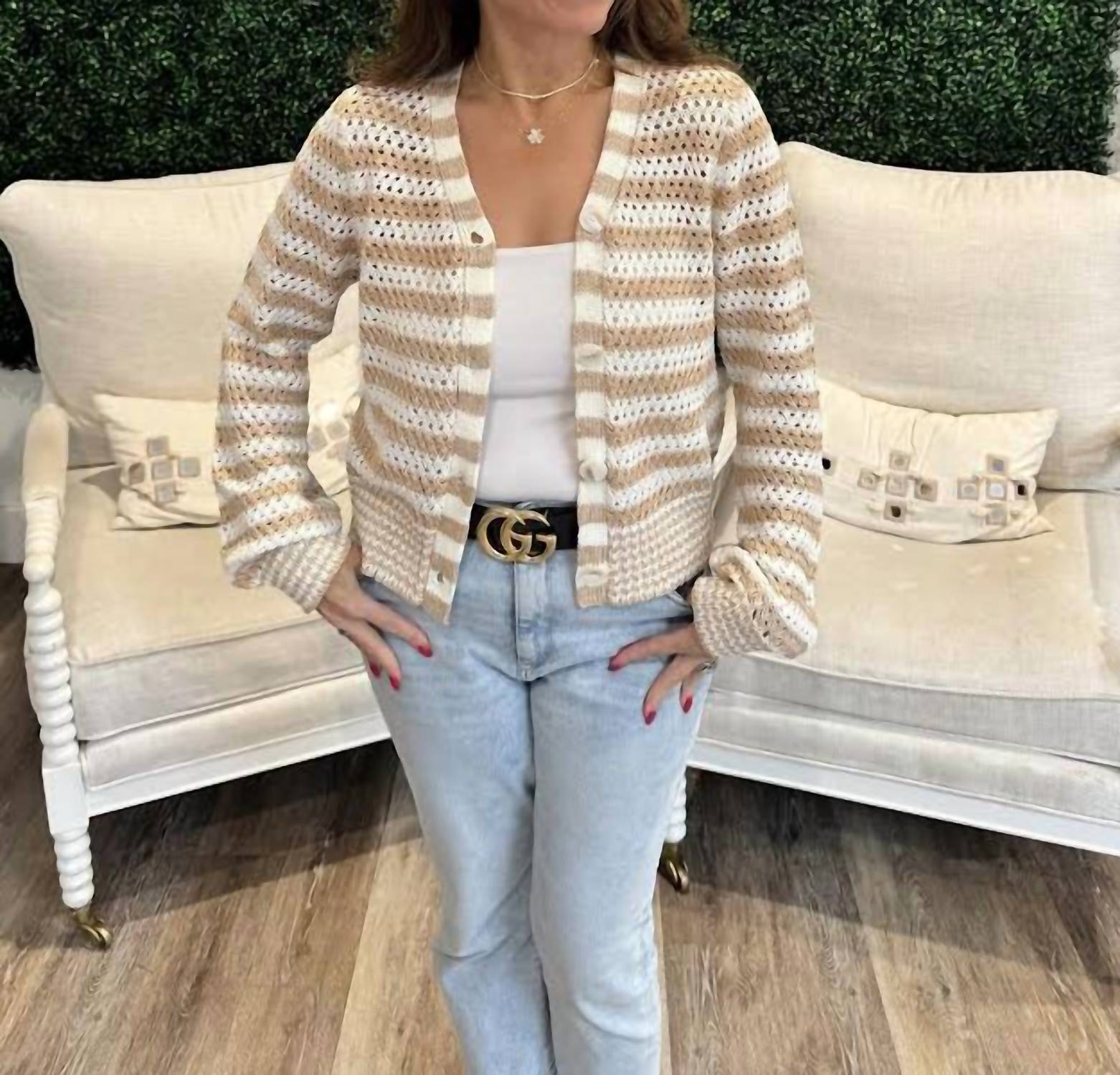 Elan - V-neck Striped Cardigan