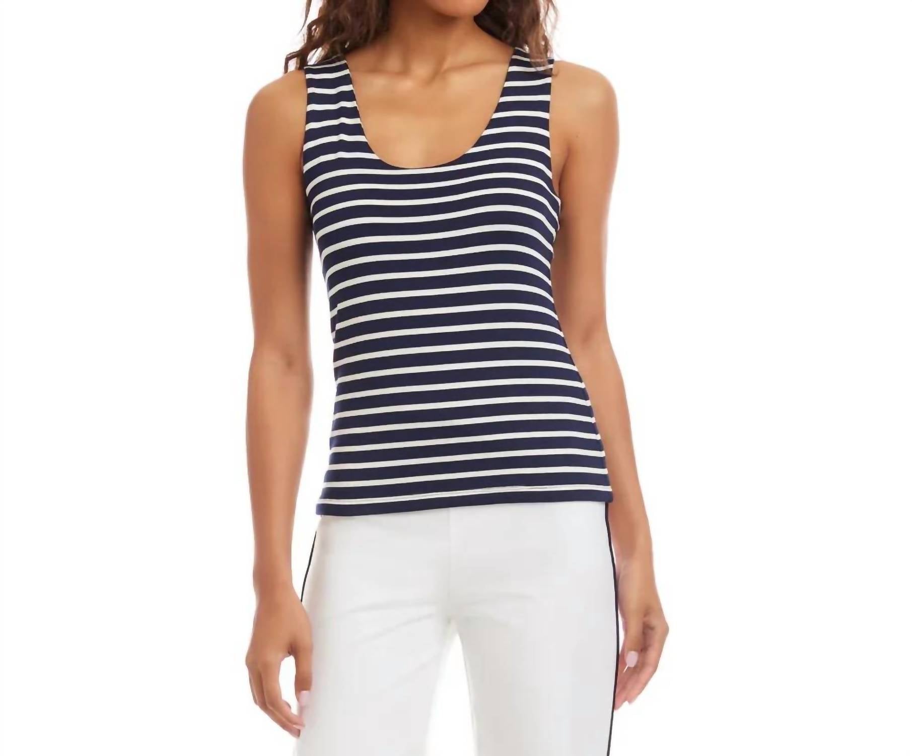 Karen Kane - Stripe Scoop Neck Double Layer Tank