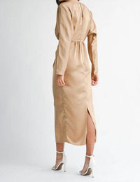 MABLE Ruby Dress in beige - women's dress - alternate view
