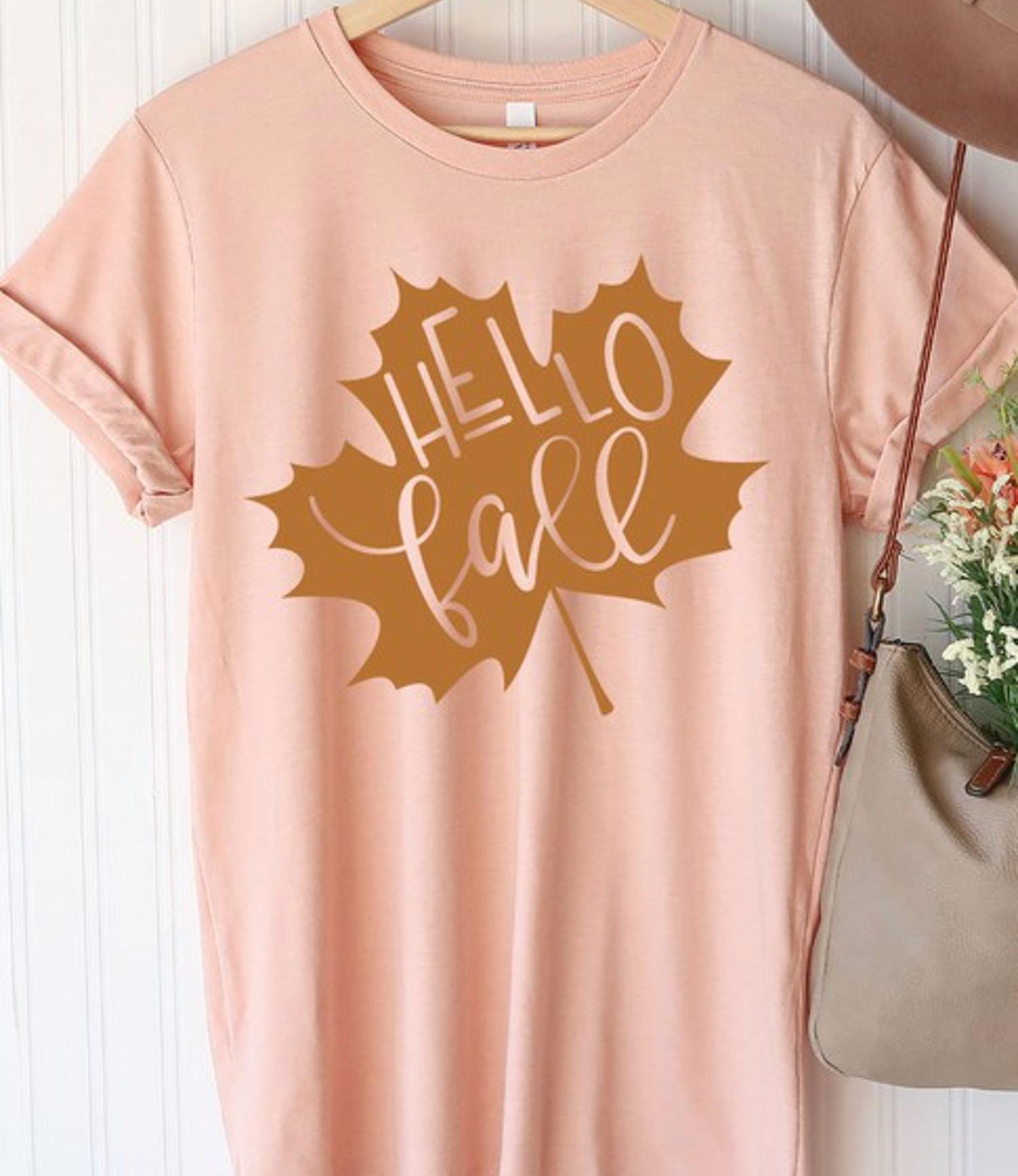 Kissed Apparel - Women's Hello Fall Leaf Graphic Tee