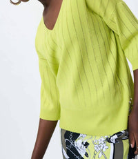 Joseph Ribkoff Lydia Three Quarter Sleeve Top in lime - women's t-shirt - view 5