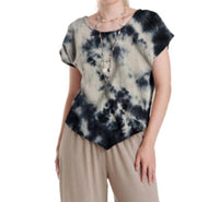 Oh My Gauze! Grace Cotton Top in marble black - women's t-shirt - detail view