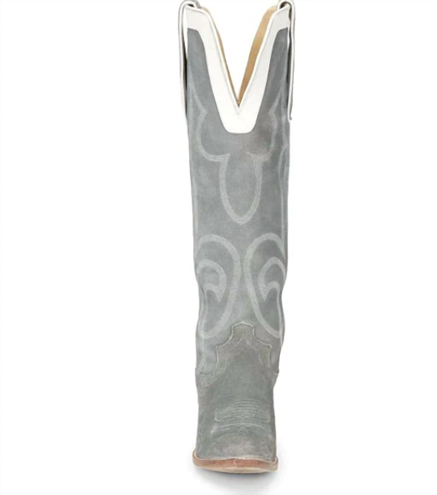 Justin Women's Verlie 17" Medium Round Toe Boot in grey - women's shoe - detail view