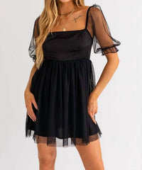 Le Lis - Tulle Mesh Babydoll Mini Dress