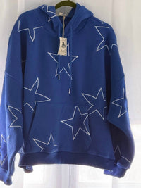 Easel Women's Star hoodie in royal blue - women's top