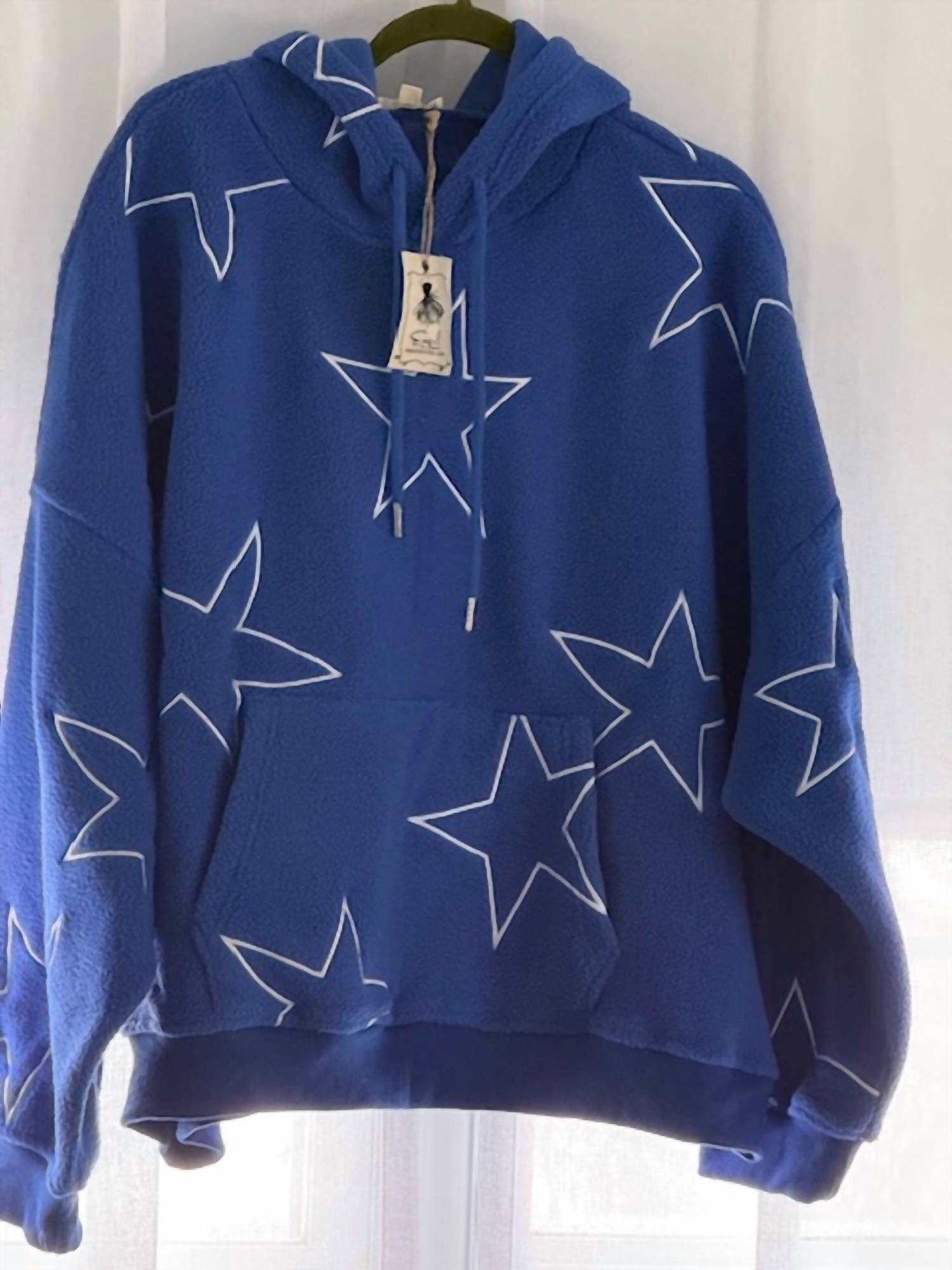 Easel Women's Star hoodie in royal blue - women's top