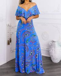 Surelymine - Paisley On Or Off-shoulder Maxi Dress