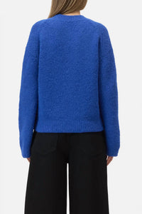 CLOSED Crew Neck Long Sleeve Sweater in galaxy blue - women's sweater - detail view
