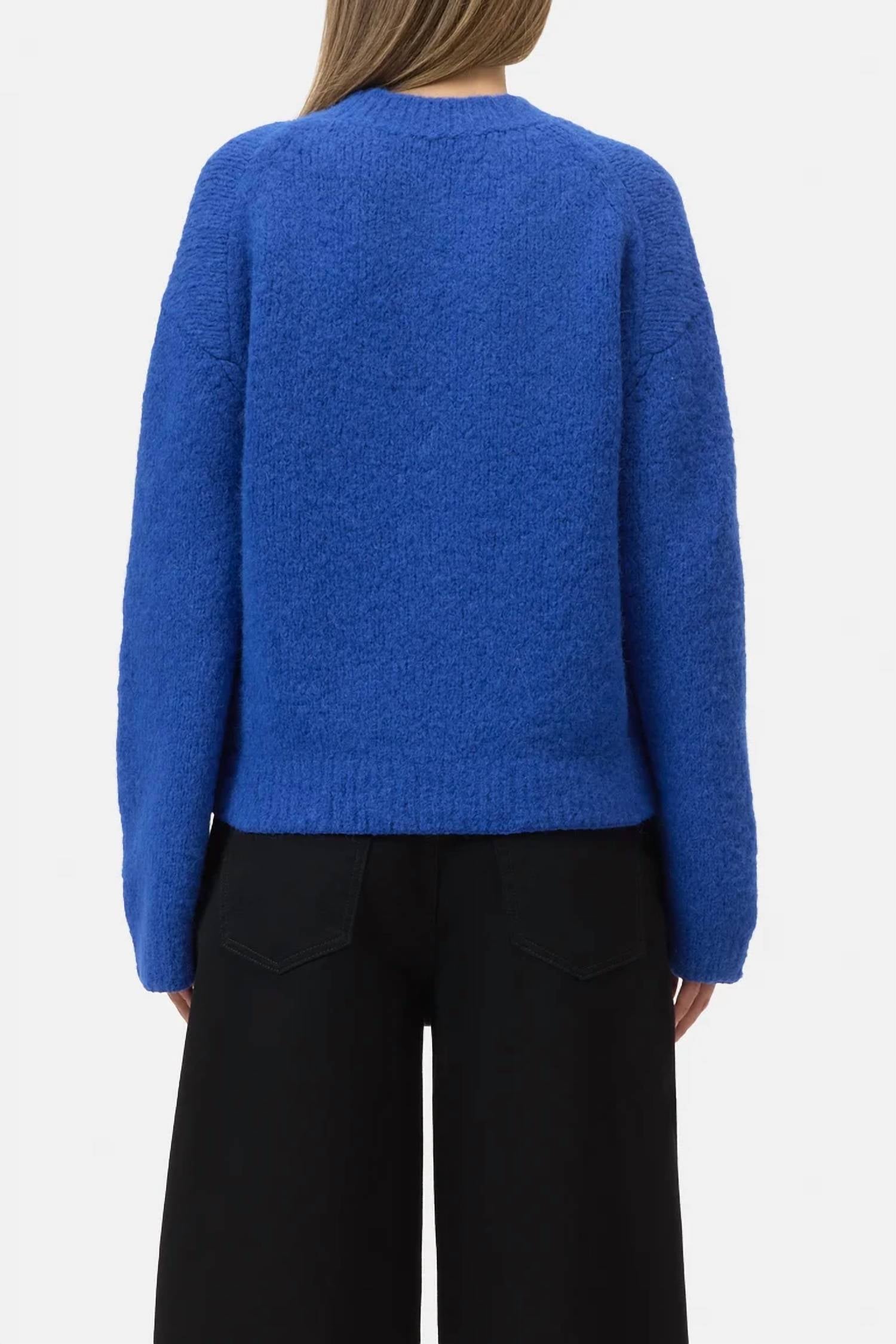 CLOSED Crew Neck Long Sleeve Sweater in galaxy blue - women's sweater - detail view