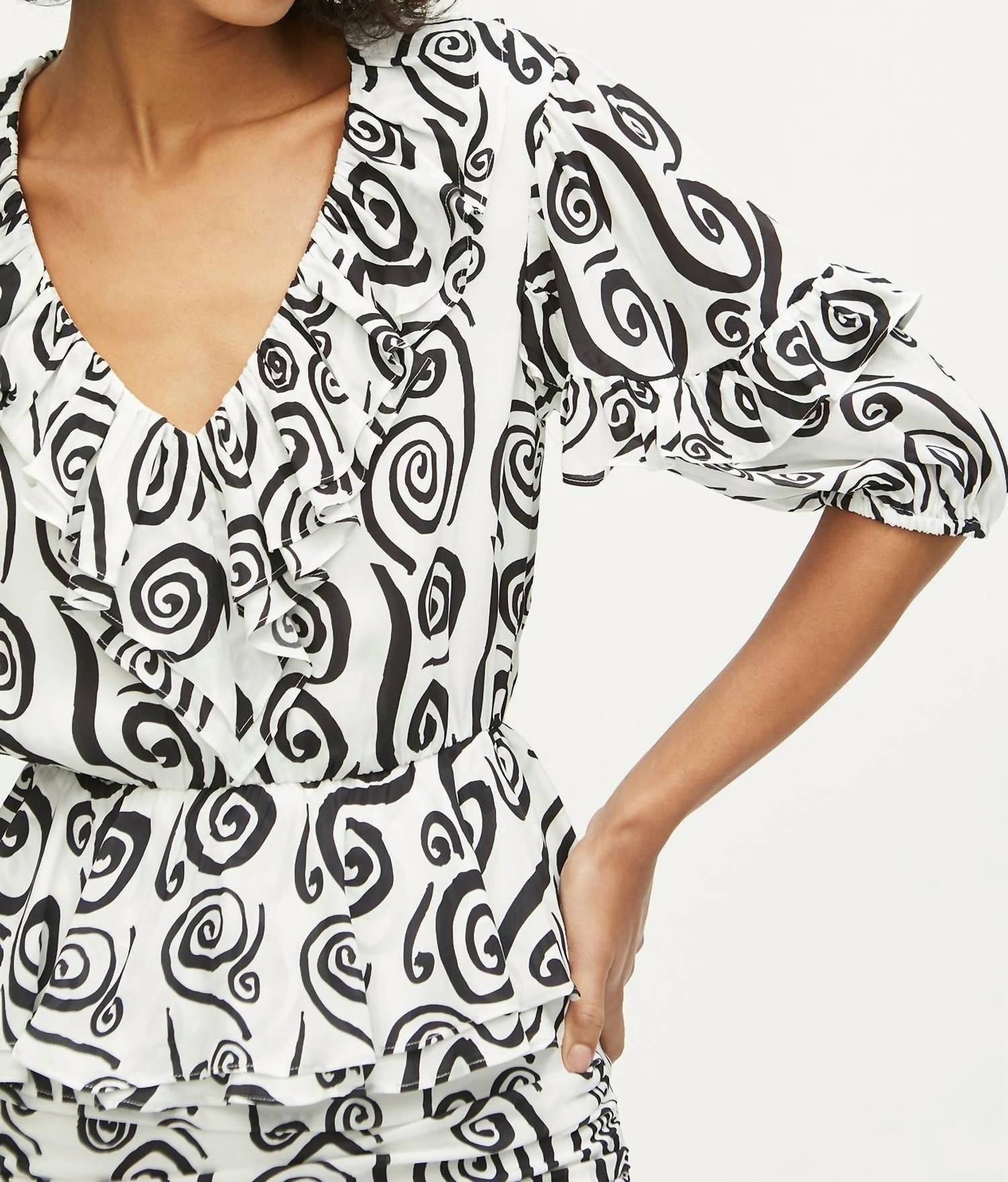 Rhode - Venus Double Ruffled V-neck Top