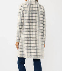 Lovestitch - Plaid Notched Collar Button Front Cardigan