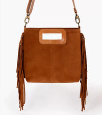 PENELOPE CHILVERS Women's Fringe Handy Suede Bag in brown - women's bag - detail view