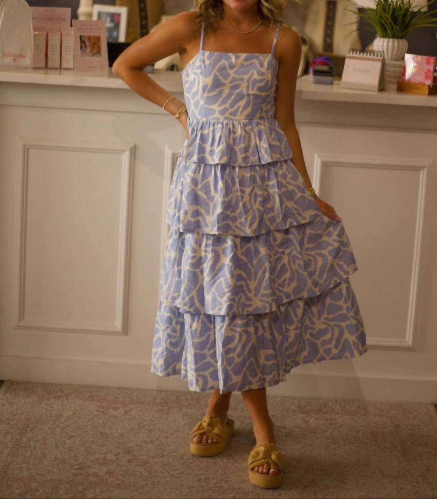 Tcec - Animal Printed Tiered Ruffled Dress