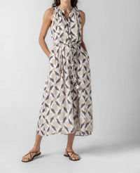 Lilla P - Split Neck Belted Maxi Dress