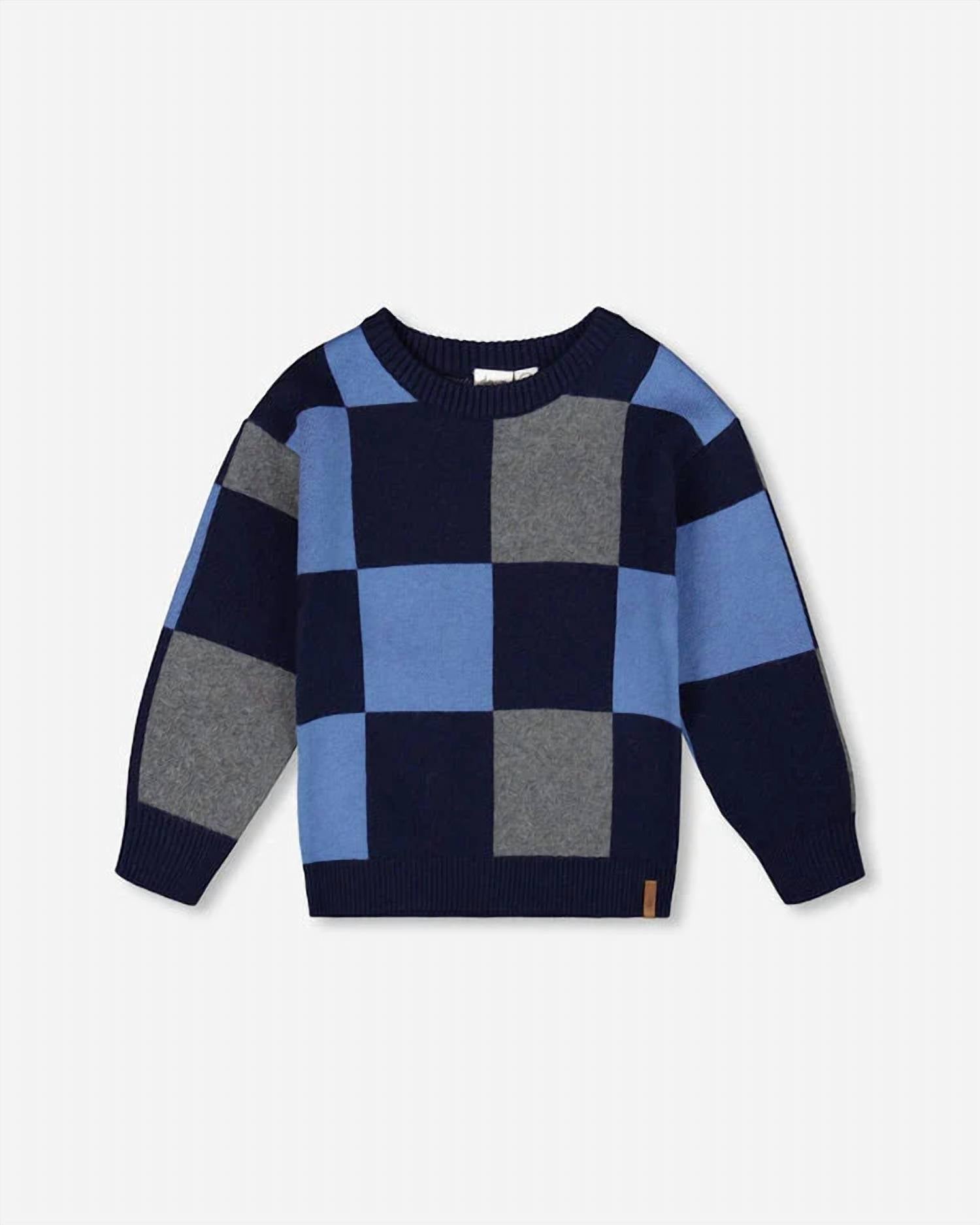 Deux Par Deux - Boys' Checker Knit Sweater
