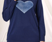 Angel Apparel Heart Knit Top in denim - women's top