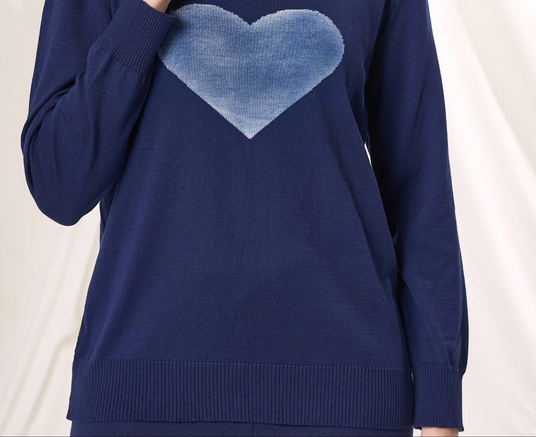 Angel Apparel Heart Knit Top in denim - women's top