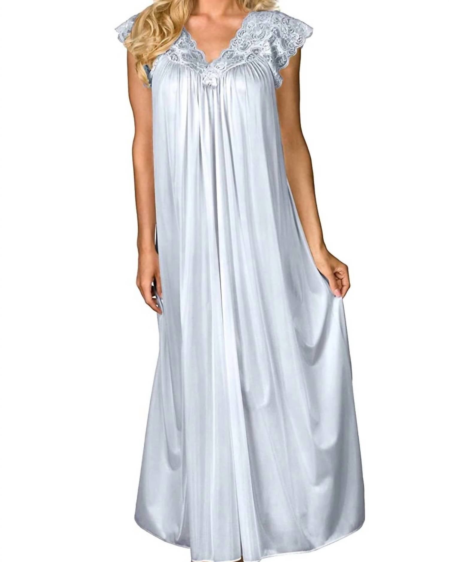 Shadowline Lingerie - Long Lace Cap Sleeve Nightgown