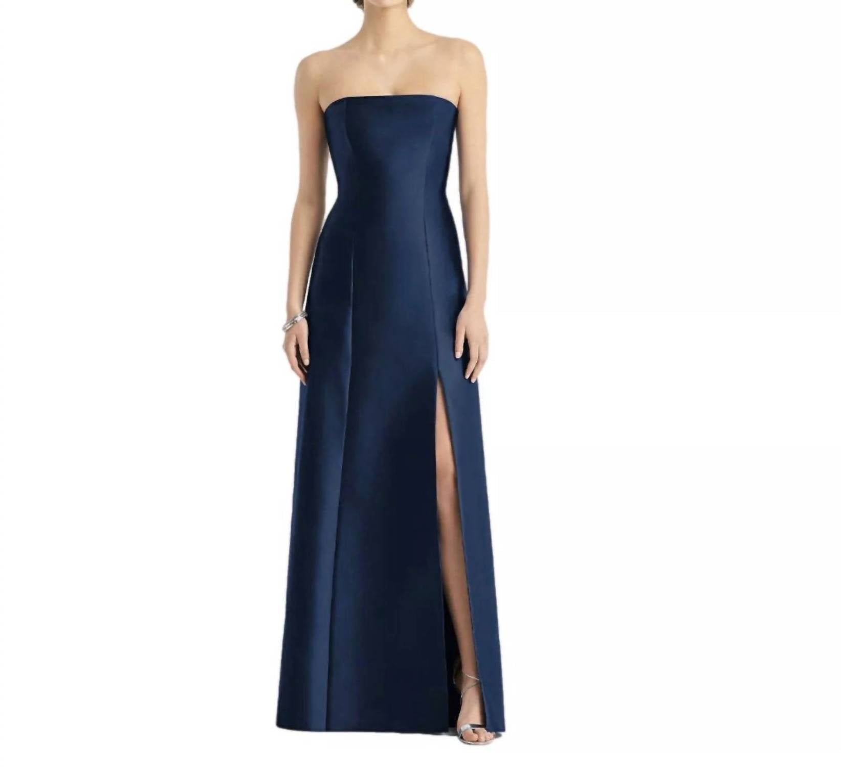 Alfred Sung - Strapless Satin Gown Formal Dress