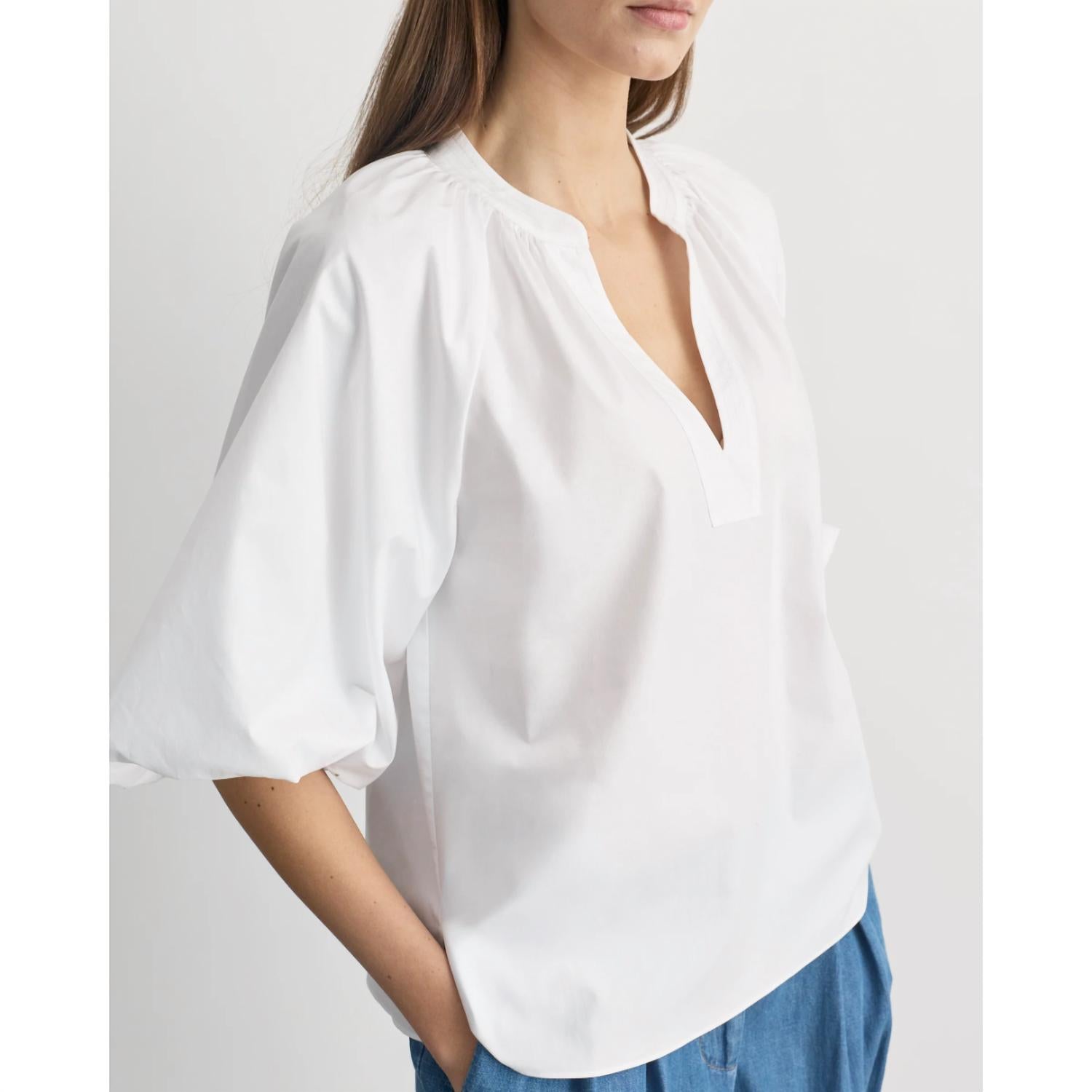 Tanya Taylor - Marine V-neck Balloon Sleeve Top
