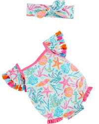 Mudpie - Girls Sea Swimsuit And Headband Set