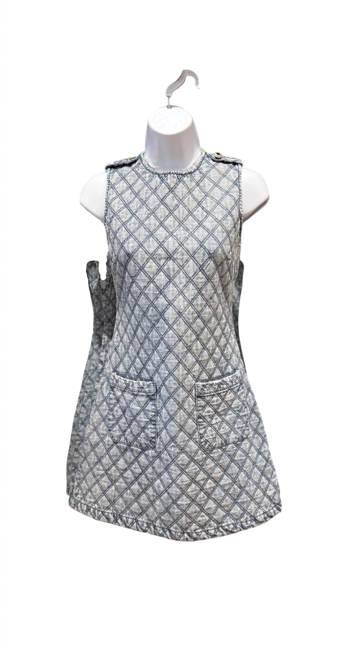 Zoe and Claire Women's Quilted Shift Dress in denim - women's dress