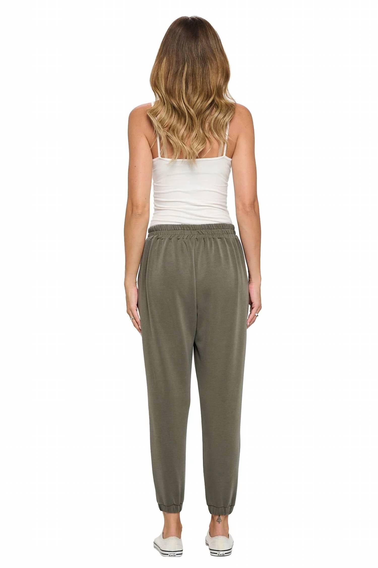 ariella Drawstring Jogger Pant in olive - women's pants - detail view