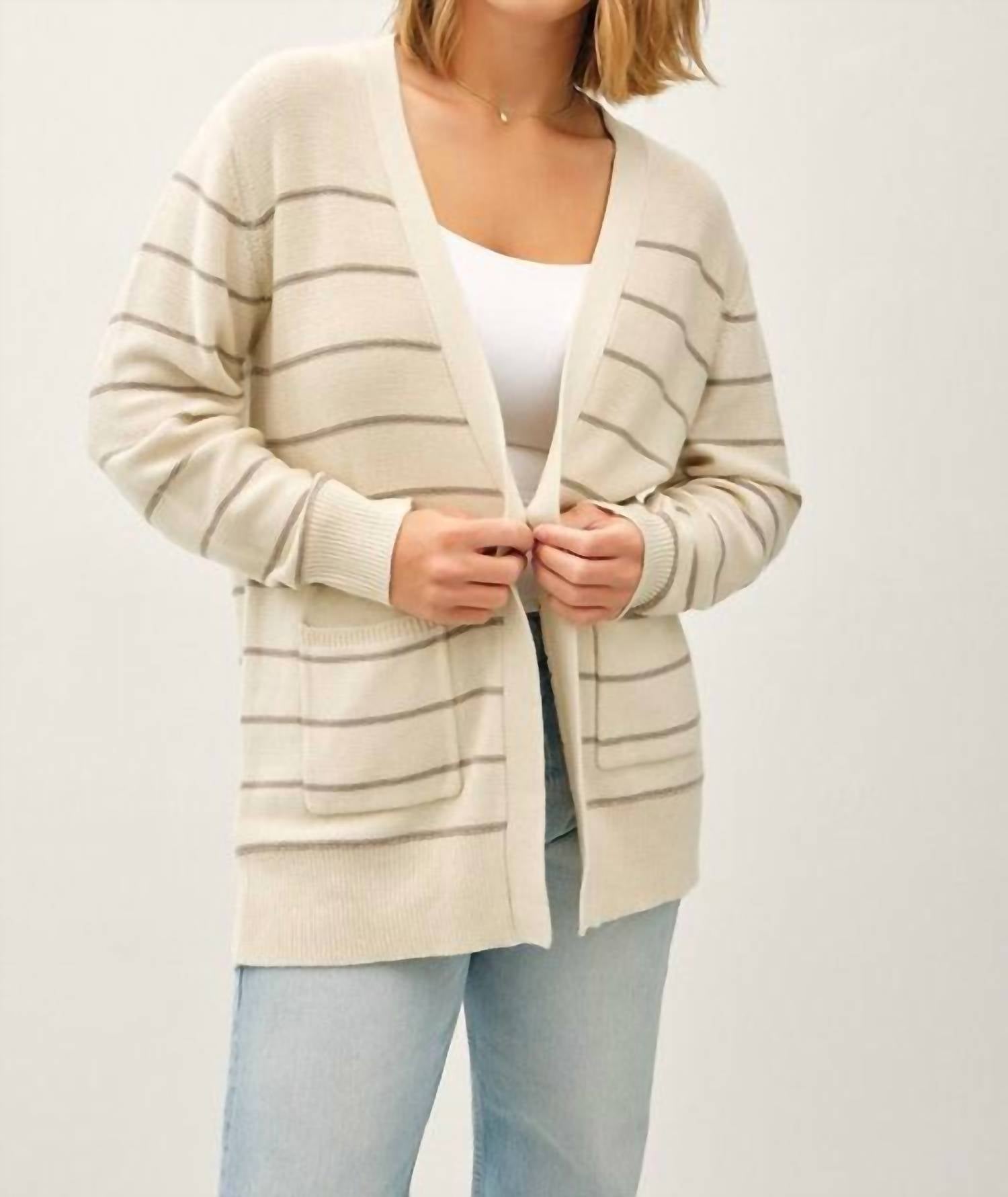 Be Cool - Striped Open-front Cardigan Curvy