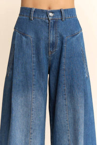 Davi & Dani - Front Slit Wide Leg Jeans