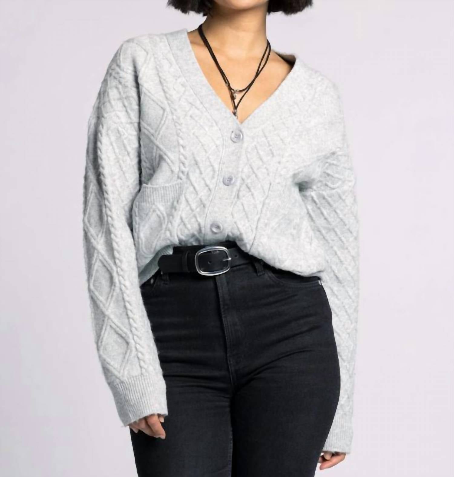Thread & Supply Calista Cardigan in heather grey 1 - women's cardigan