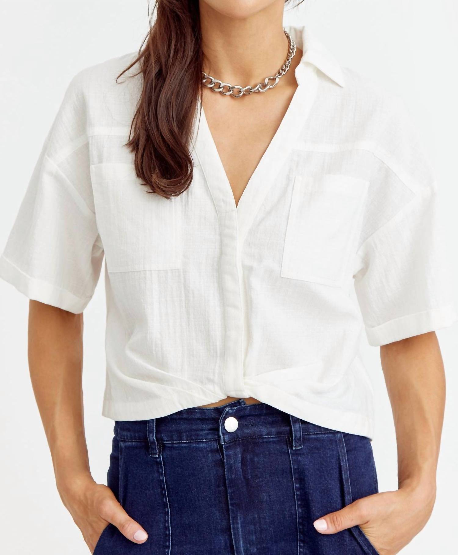 Greylin - Maria Tucked Cropped Shirt