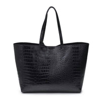 MiMi Wholesale Women's Tiffany Croc Tote Bag in black - women's bag - alternate view