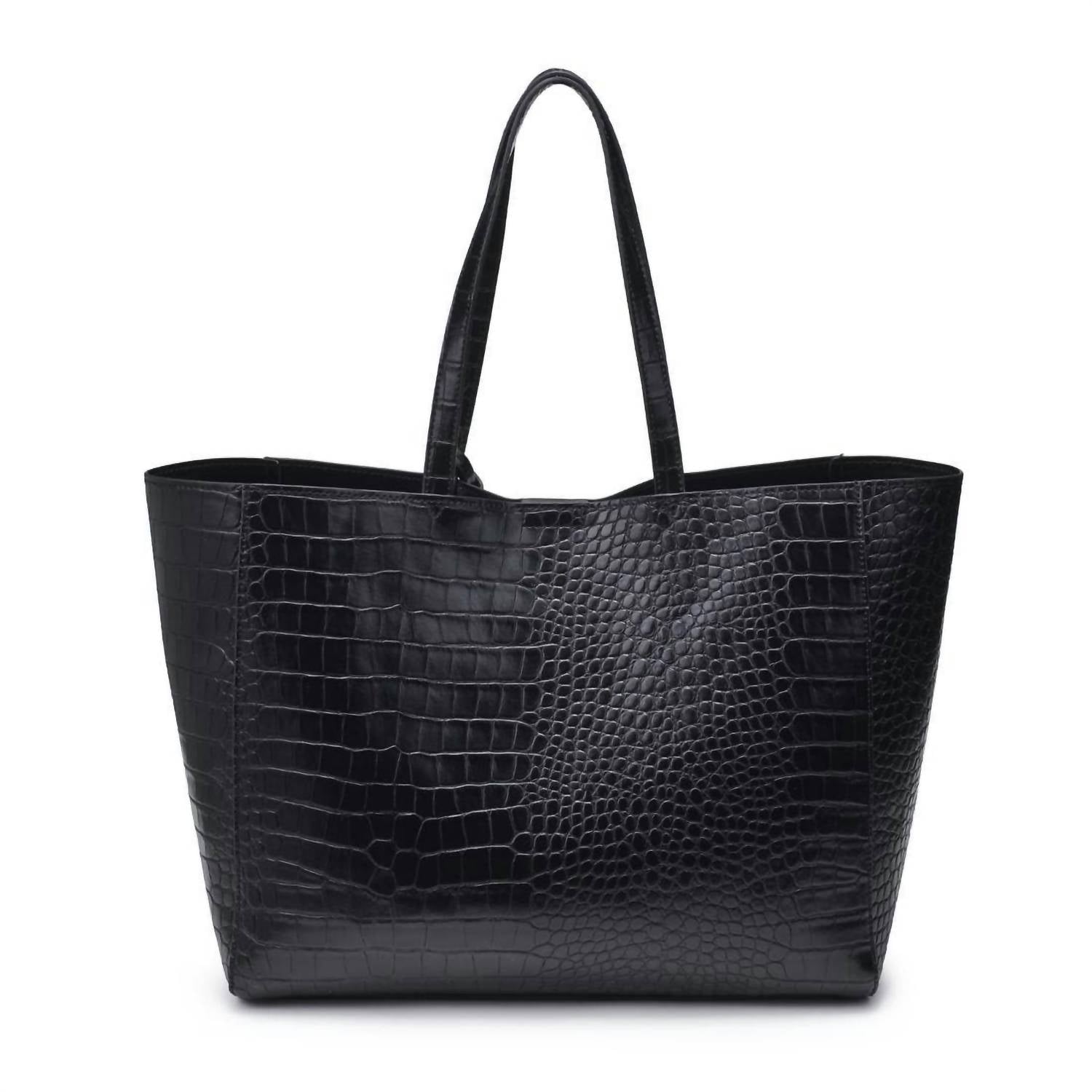 MiMi Wholesale Women's Tiffany Croc Tote Bag in black - women's bag - alternate view