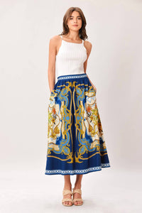 Flying Tomato - Printed Woven Midi Skirt