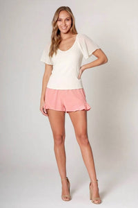Maven West - Flutter Sleeve Scoop Back Knit Top