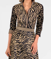 GRETCHEN SCOTT Boyfriend CDC Shirt in zebra khaki - women's shirt