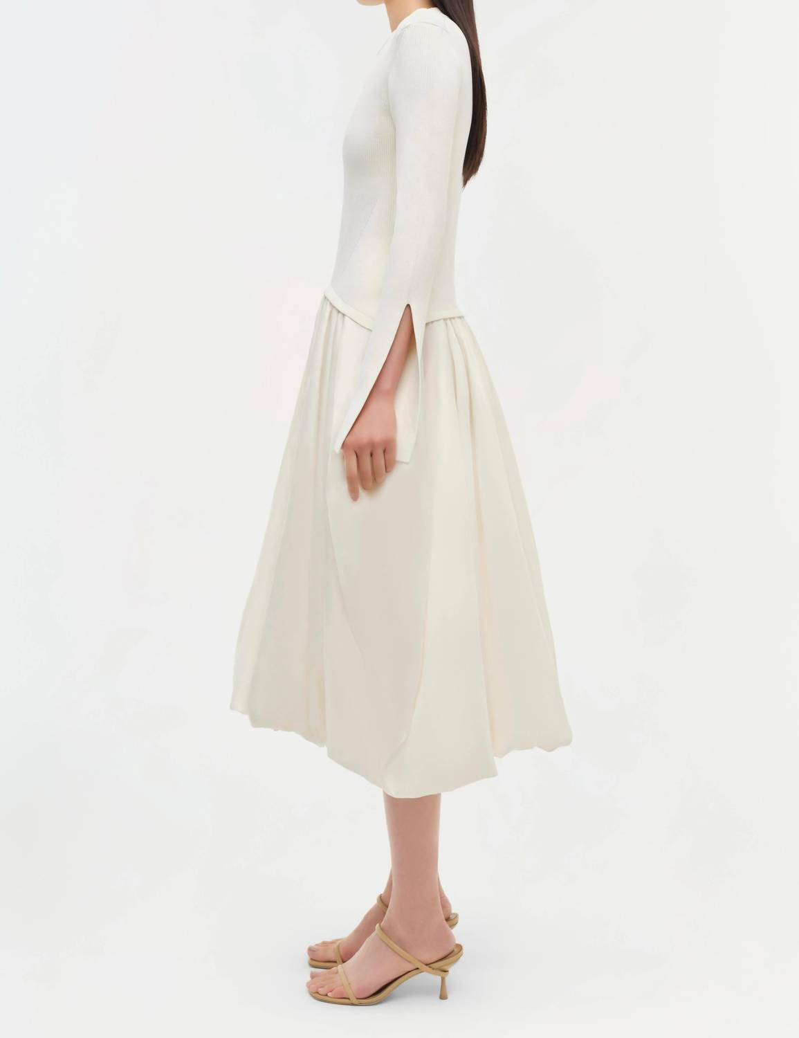 SIMKHAI Kenlie Taffeta Knit Midi Dress in ivory - women's dress - view 4